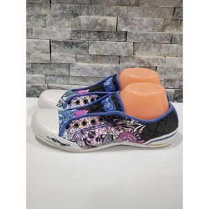 VINTAGE ED HARDY FLAT SHOES MULTICOLOR FABRIC SIZE 10